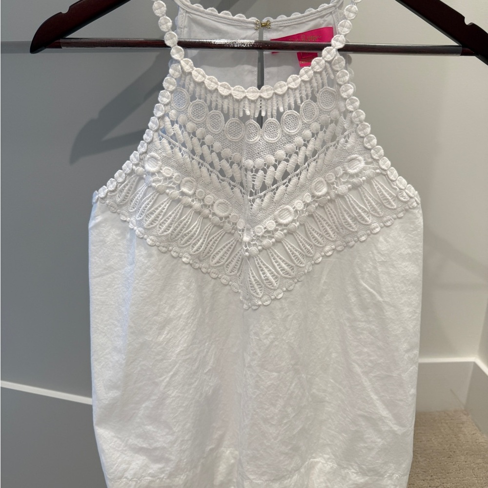 Elegant White Crochet Halter Top